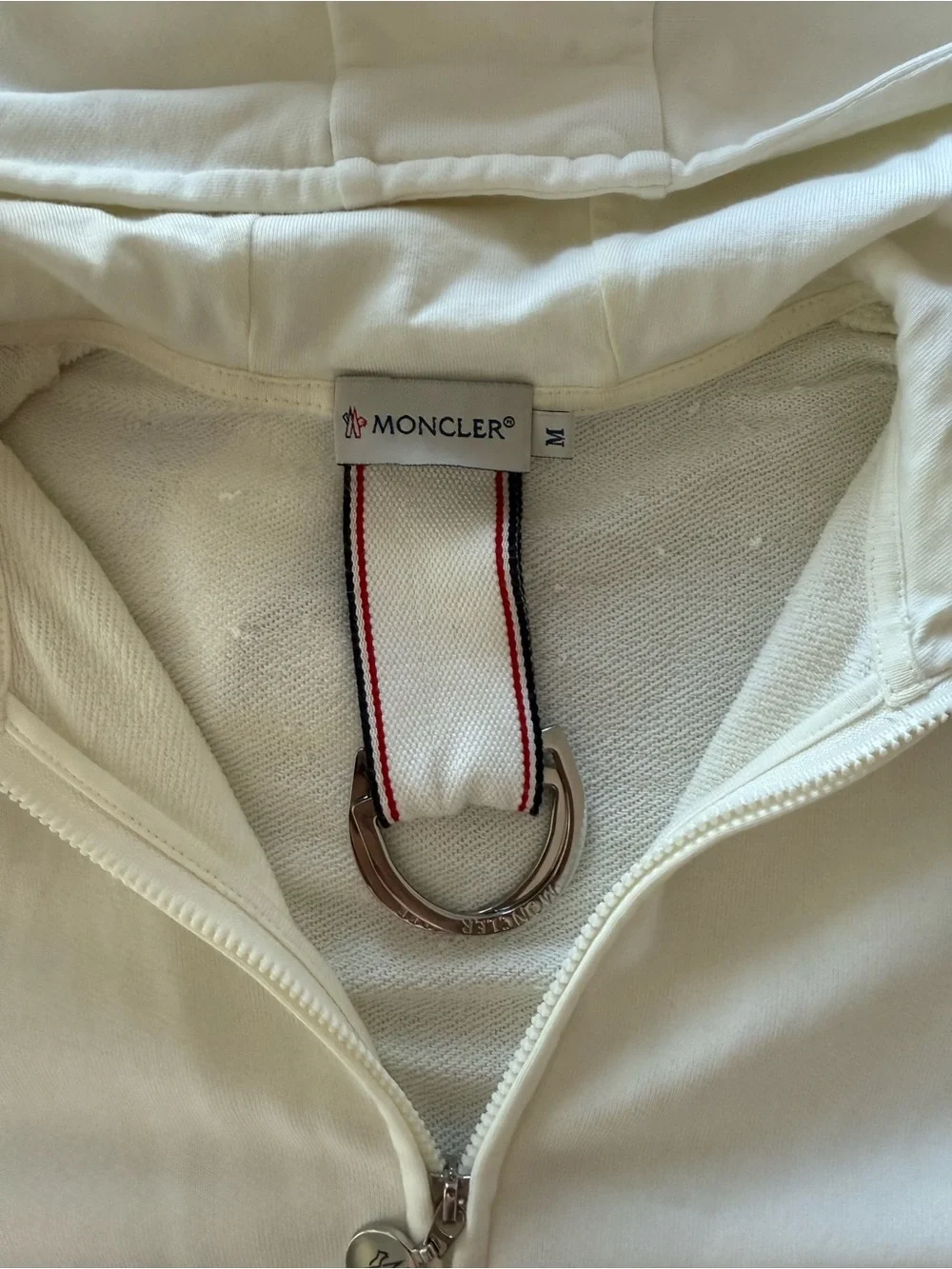 Moncler - Cream Zip-Up Hoodie with Logo Patch - Size M - Picture 7 of 10